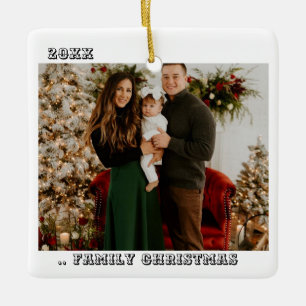 2つの写真の幸せは家族のクリスマスのミニマリスト セラミックオーナメント