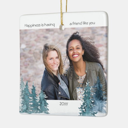 2つの写真の幸せは松の森のように友人 セラミックオーナメント (左)