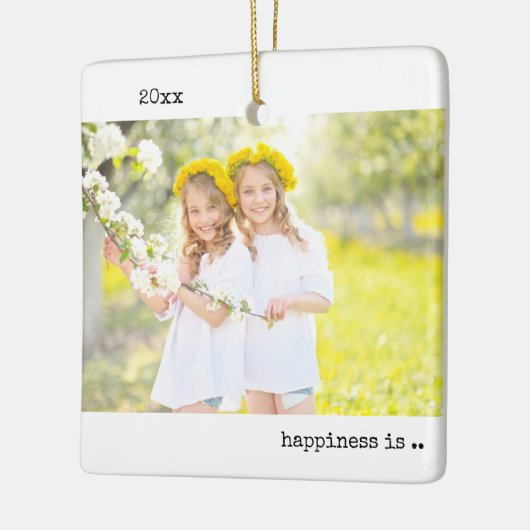 2つの写真の幸せは、あなたの双子のミニマリストである セラミックオーナメント (左)