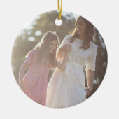 2つの写真の格子緑エレガントなクリスマスホリデー セラミックオーナメント (正面)