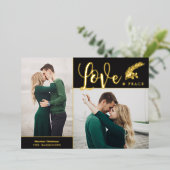 2つの写真エレガントの愛と平和 |黒 箔シーズンカード (立ち正面)