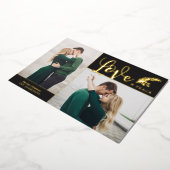 2つの写真エレガントの愛と平和 |黒 箔シーズンカード (回転した状態)