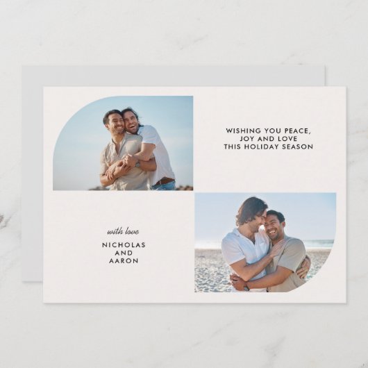 2つの写真ハーフアーチクリスマスクリスマスシンプルの休日 シーズンカード (正面/裏面)