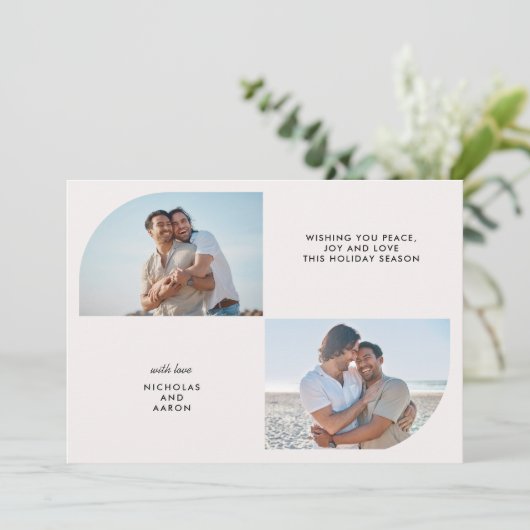 2つの写真ハーフアーチクリスマスクリスマスシンプルの休日 シーズンカード (スタンド正面)