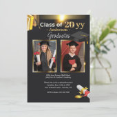 2つの写真卒業パーティー招待状 招待状 (スタンド正面)