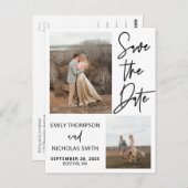 2つの写真日付はがきを黒で保存 ポストカード (正面/裏面)