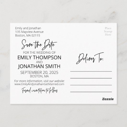 2つの写真日付はがきを黒で保存 ポストカード (裏面)