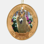 2つの写真、3つのテキスト・ボックス犬の記念のオーナメント セラミックオーナメント (左)