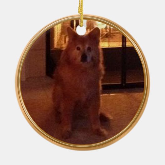 2つの写真、3つのテキスト・ボックス犬の記念のオーナメント セラミックオーナメント (裏面)