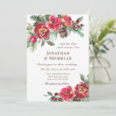 2つの冬の赤いバラのクリスチャン結婚ズ 招待状 (スタンド正面)