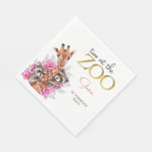 2つの動物園サファリ動物の子供の誕生日パーティー スタンダードランチョンナプキン (角)