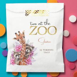 2つの動物園サファリ動物の子供の誕生日パーティー フェイバーバッグ