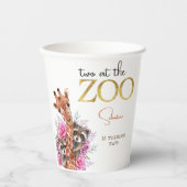 2つの動物園サファリ動物の子供の誕生日パーティー 紙コップ (正面)