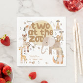 2つの動物園サファリ動物子供の誕生日 スタンダードランチョンナプキン (インサイチュ)
