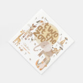 2つの動物園サファリ動物子供の誕生日 スタンダードランチョンナプキン (角)