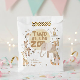 2つの動物園サファリ動物子供の誕生日 フェイバーバッグ