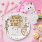 2つの動物園サファリ動物子供の誕生日 ペーパープレート (パーティー)