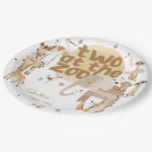 2つの動物園サファリ動物子供の誕生日 ペーパープレート (アングル)