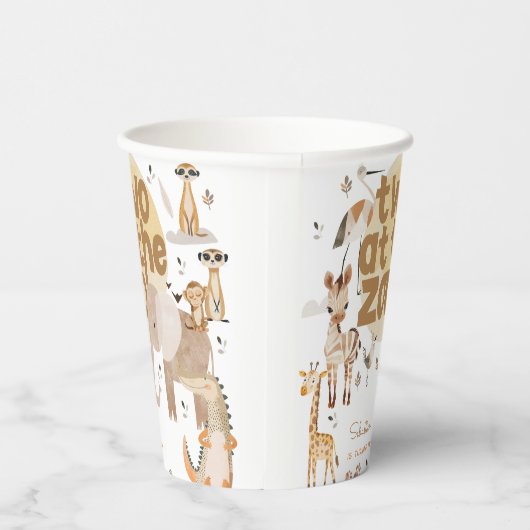 2つの動物園サファリ動物子供の誕生日 紙コップ (右)