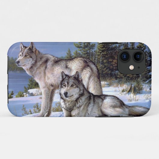 2つの北極の狼絵画の Case-Mate iPhoneケース (裏面(横))