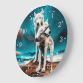 2つの北極狼 ラージ壁時計 (傾斜)
