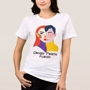 2つの半分、1つの全体:ジェンダー流体アート トライブレンドTシャツ