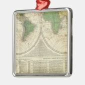 2つの半球として示されている世界 メタルオーナメント (左)