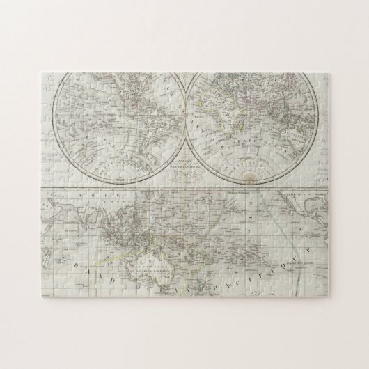 2つの半球の世界地図 ジグソーパズル (横)
