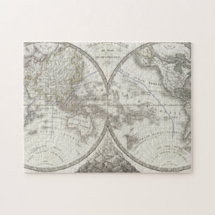 2つの半球の世界地図 ジグソーパズル