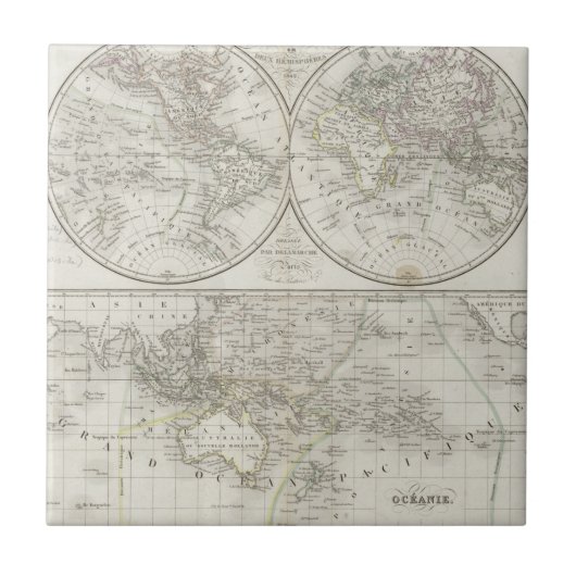 2つの半球の世界地図 タイル (正面)
