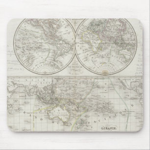 2つの半球の世界地図 マウスパッド