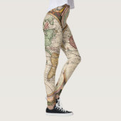 2つの半球の旧式な世界地図 レギンス (右)