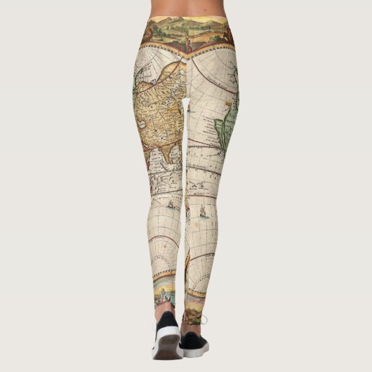 2つの半球の旧式な世界地図 レギンス (裏面)