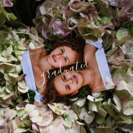 2つの卒業写真の発表フォイル 箔招待状