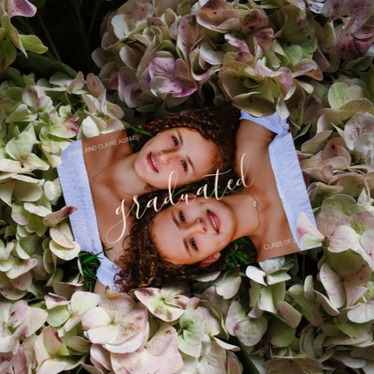 2つの卒業写真の発表フォイル 箔招待状