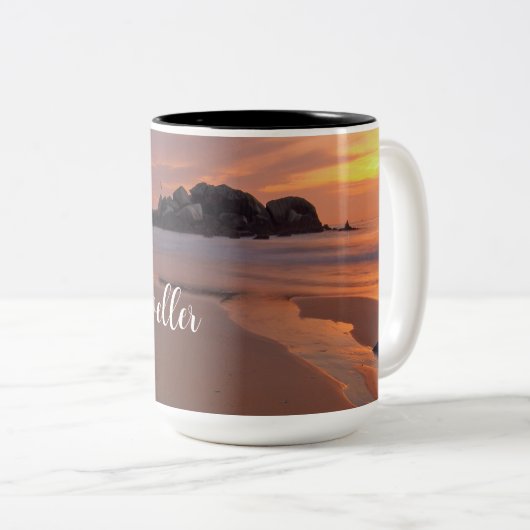 2つの単語1つの中指おもしろい皮肉引用文 ツートーンマグカップ (正面右)