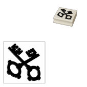 2つの古い鍵シルエットアートスタンプ ラバースタンプ (押印)