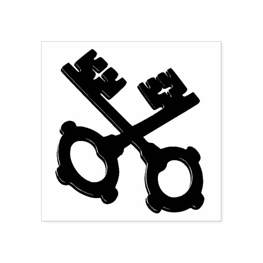 2つの古い鍵シルエットアートスタンプ ラバースタンプ (インプリント)