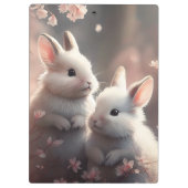 2つの可愛いウサギと桜クリップボード クリップボード (裏面)