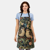 2つの可愛いベビー鳥植物園 エプロン (着用した状態)