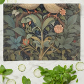 2つの可愛いベビー鳥植物園 キッチンタオル (折り畳み)