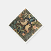 2つの可愛いベビー鳥植物園 スタンダードカクテルナプキン (角)