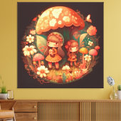 2つの可愛い小さな女の子小妖精や小人ストレッチキャンバス印刷 キャンバスプリント (インサイチュ (リビング))