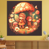 2つの可愛い小さな女の子小妖精や小人ストレッチキャンバス印刷 キャンバスプリント (インサイチュ (リビング))