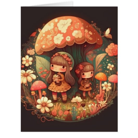 2つの可愛い小さな女の子小妖精や小人 (正面)