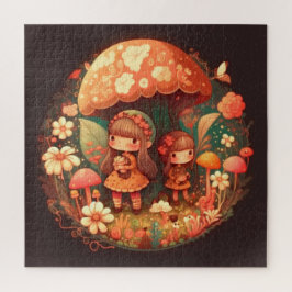 2つの可愛い小さな女の子小妖精や小人 ジグソーパズル