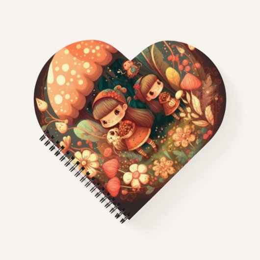 2つの可愛い小さな女の子小妖精や小人 ノートブック (正面)