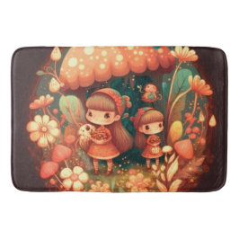 2つの可愛い小さな女の子小妖精や小人 バスマット