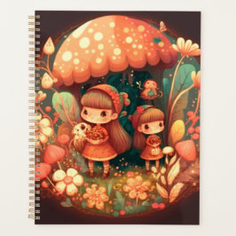 2つの可愛い小さな女の子小妖精や小人 プランナー手帳