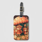 2つの可愛い小さな女の子小妖精や小人 ラゲッジタグ (正面縦)